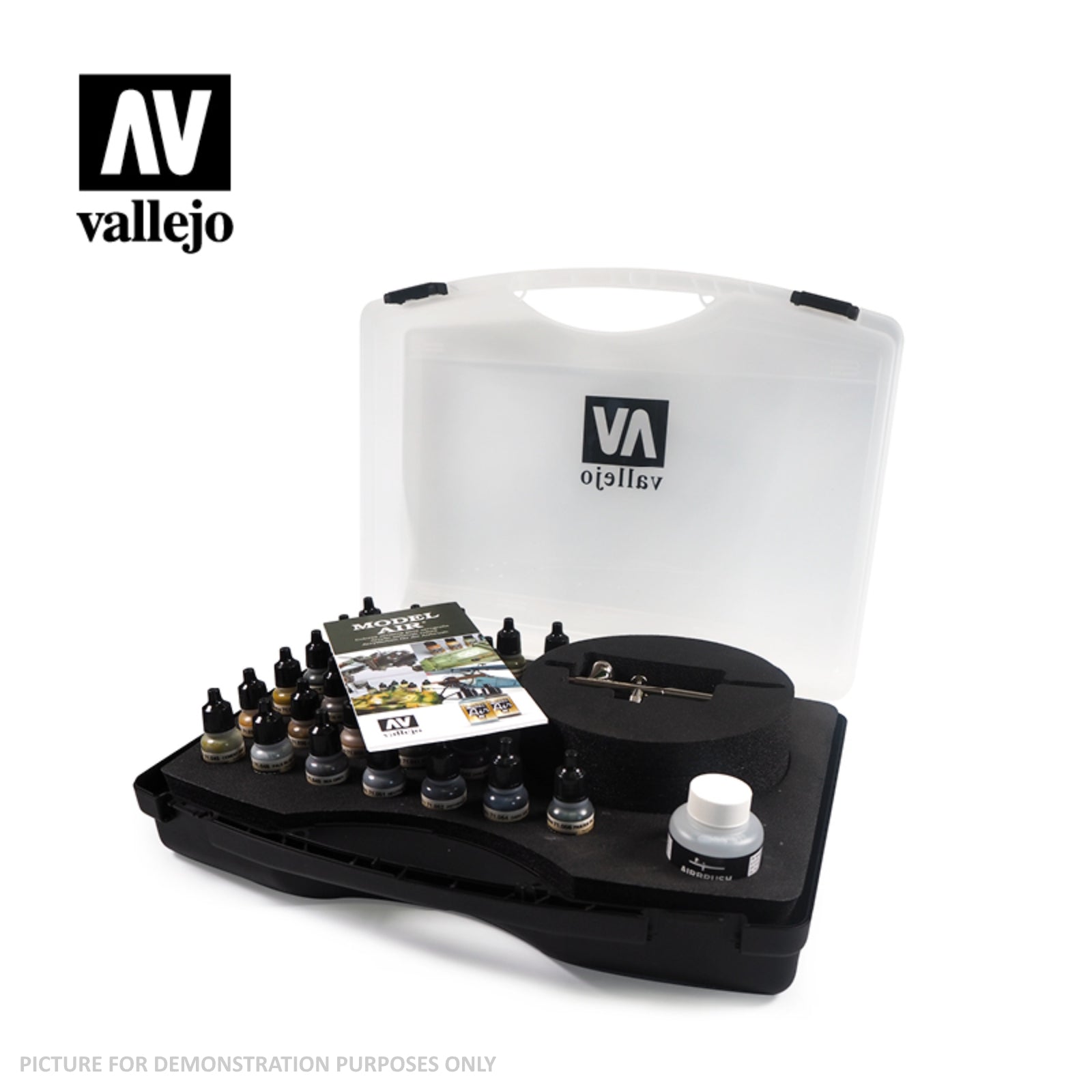Vallejo Model Air - 29 Basic colours set +Airbrush Plastic Case